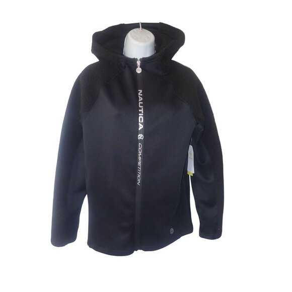 Nautica Competition Softshell Fleece Jacket Women M Black NEW Spellout Athletic - Picture 1 of 7